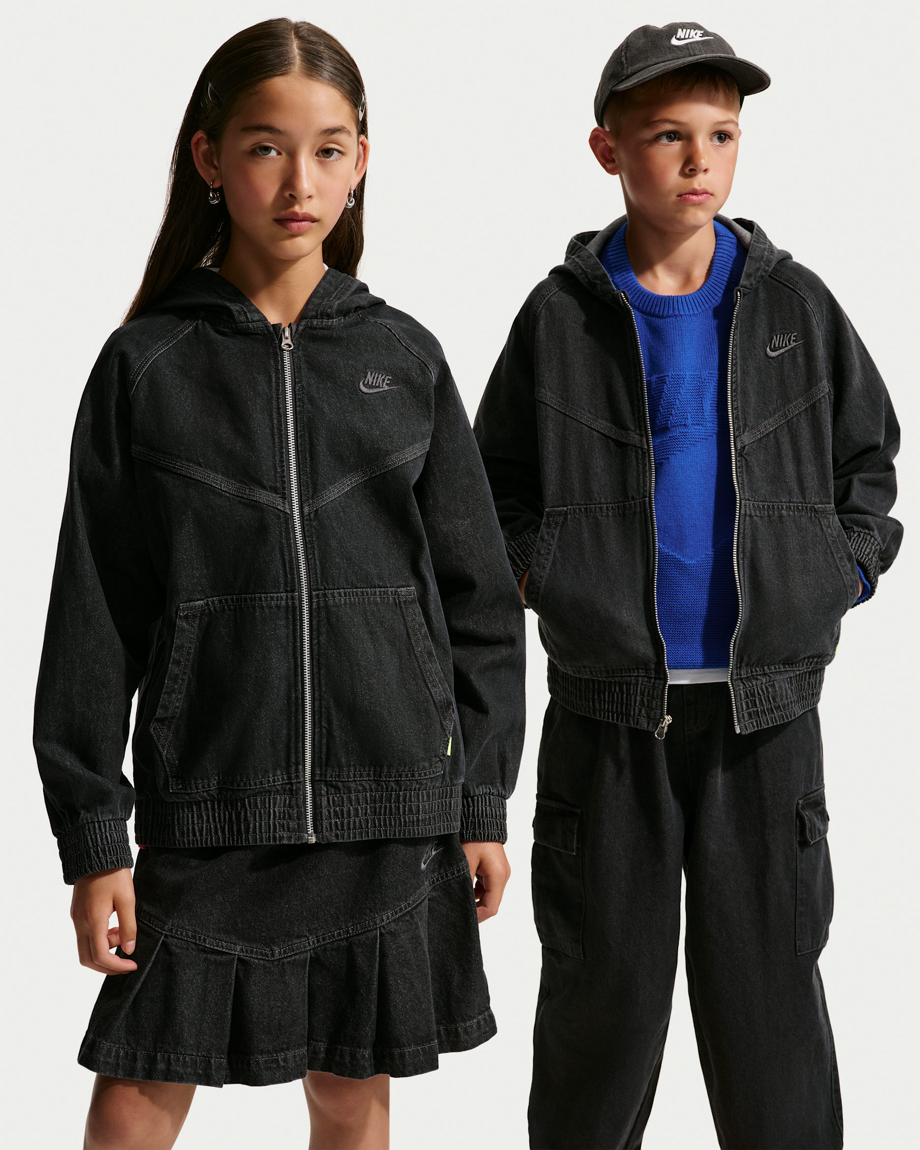 Nike Sportswear Collection Older Kids' Full-Zip Hooded Denim